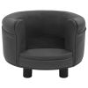 Dog Sofa Dark Gray 18.9"x18.9"x12.6" Plush and Faux Leather